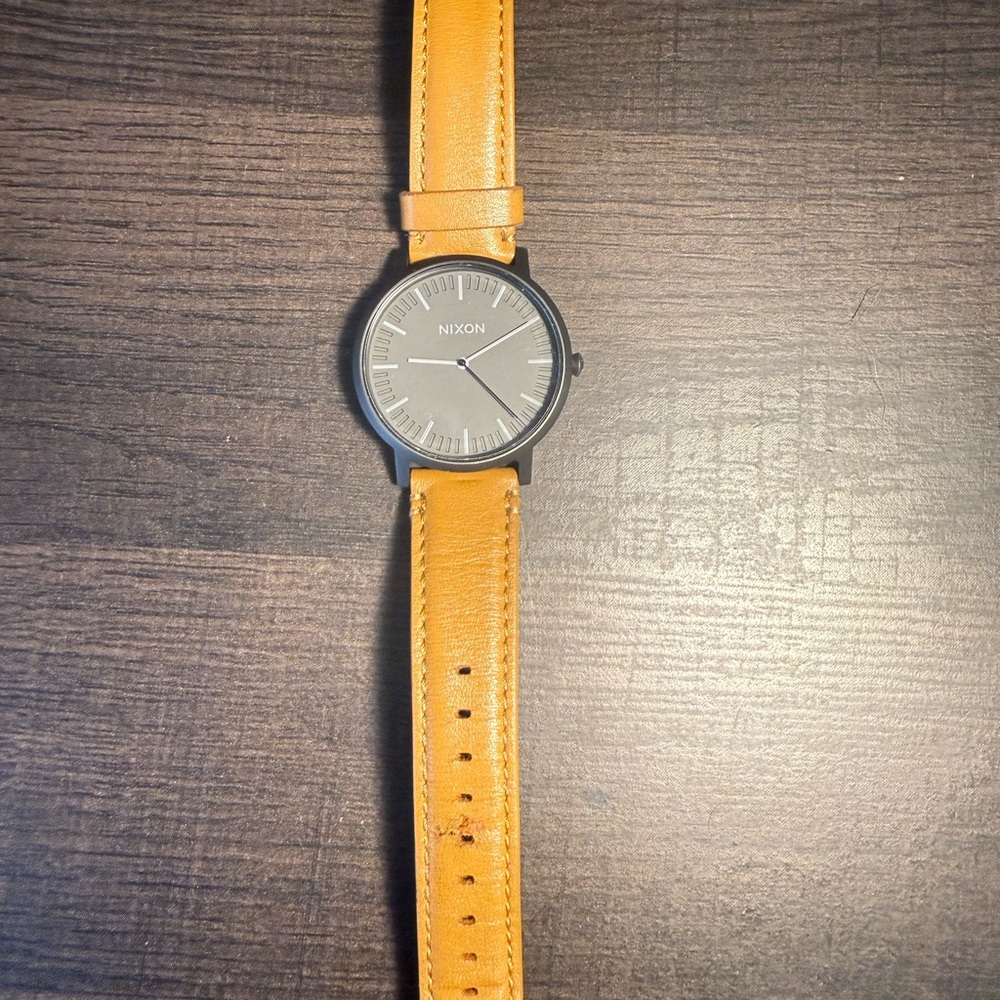 Nixon Timepiece with Mustard Leather Band